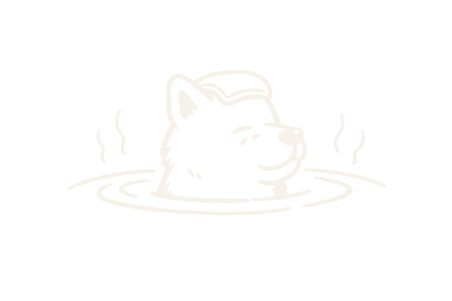 Shiba Inu soaking in a sento with rising steam